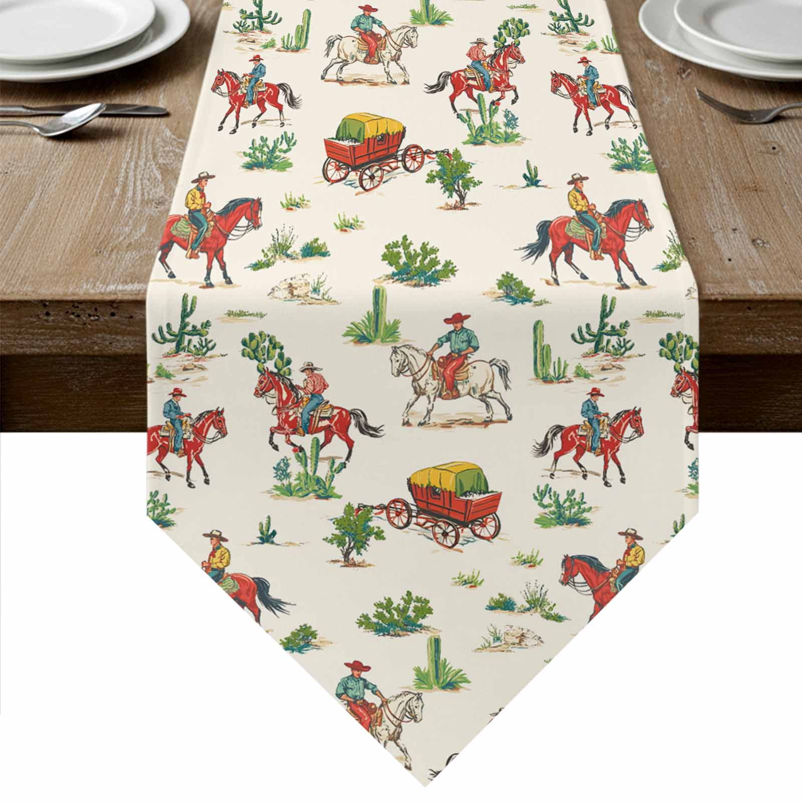 Western Cowboy Table Runner Linen Burlap Table Runner 72 Inches Long ...