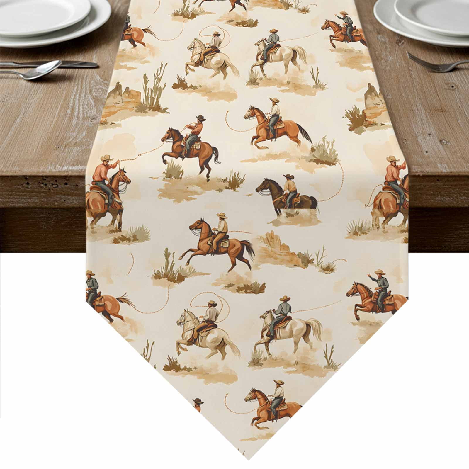 Western Cowboy Table Runner Linen Burlap Table Runner 72 Inches Long ...