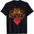 thumbnail image 1 of Western Cowboy Tees Howdy T-Shirt - Classic Fit, Short Sleeve, Black Polyester & Cotton, 1 of 5