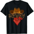 thumbnail image 1 of Western Cowboy Tees Howdy T-Shirt - Classic Fit, Short Sleeve, Black Polyester & Cotton, 1 of 3
