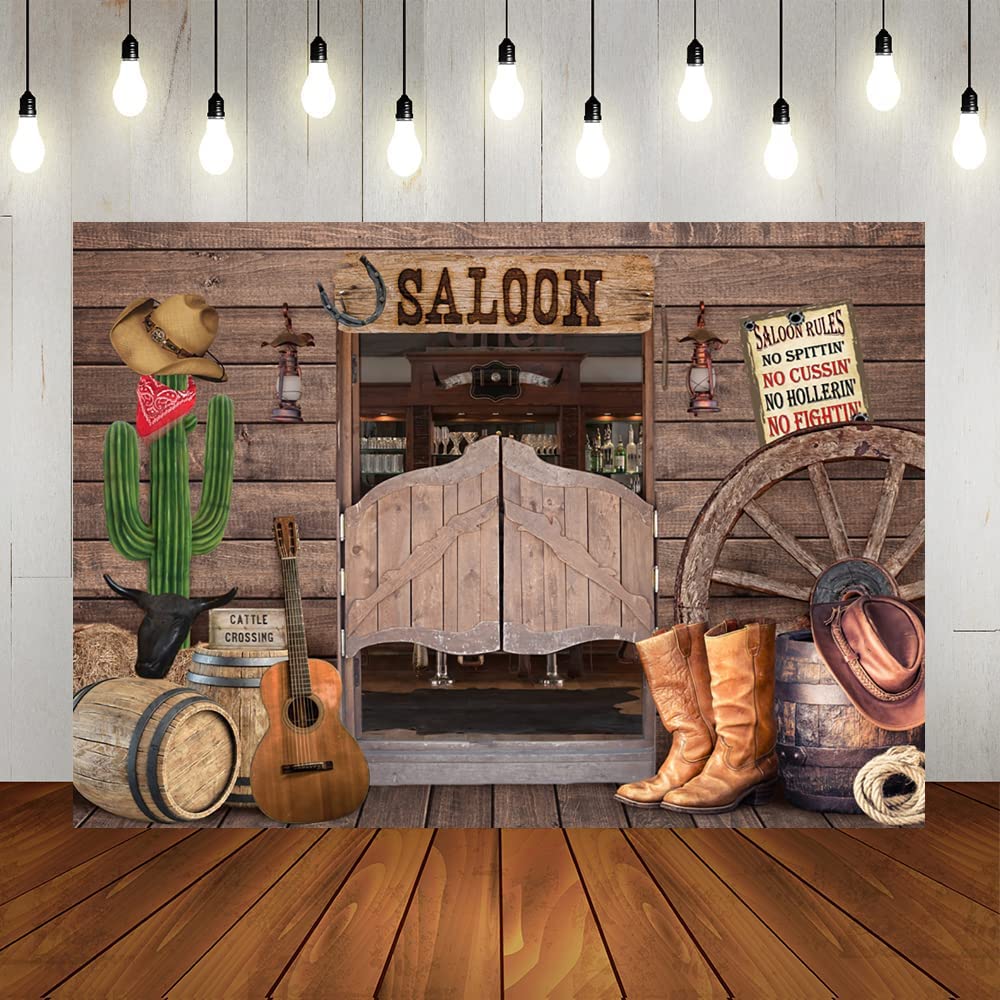 Western Cowboy Theme Backdrop for Photography Country Wild West Wooden Farmhouse Barn Door