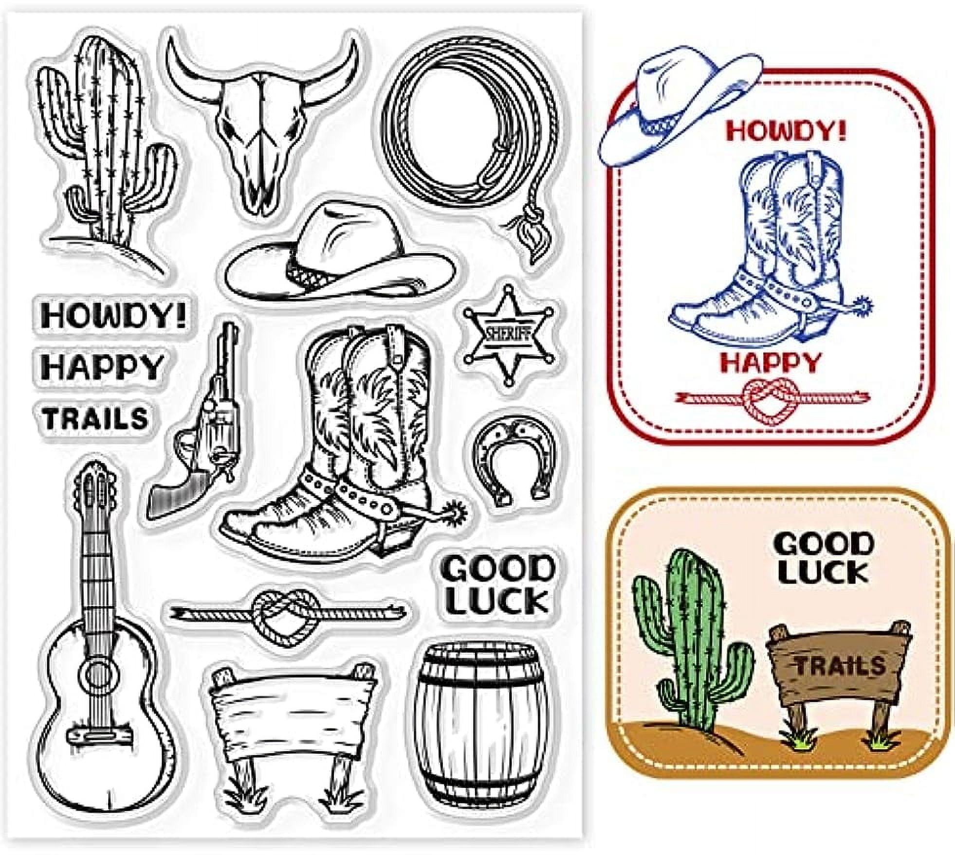 Western Cowboy Themed Clear Stamps Vintage Silicone Clear Stamp Set for ...