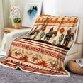 thumbnail image 1 of Western Cowboy Throw Blanket, Boho Southwest Aztec Super Soft Flannel Throw Blanket for Couch, West Cowboy Riding Horses Couch Sofa Bed Camping Travel Picnic Outdoor Blanket, 60X70IN, 1 of 5