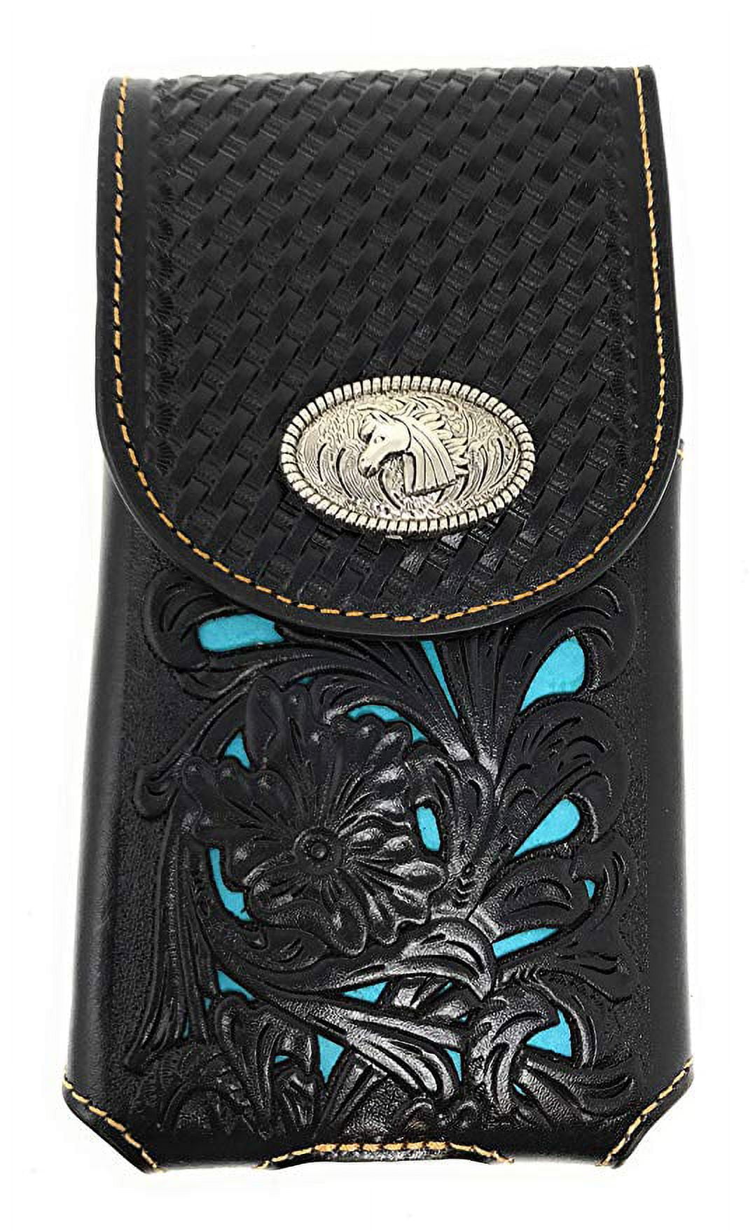 Western leather top cell phone holster