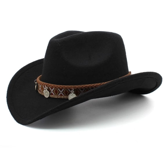 Western Cowboy Top Hat With Curled Eaves Retro Riding Hat Men's And Women's Woolen Felt Hat Jazz Hat Sunshade HatSunshade Hat