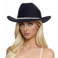 thumbnail image 1 of Western Cowboy Top Hat for Men and Women Stylish Woolen Sun Hat with Rhinestone Embellishments, 1 of 4