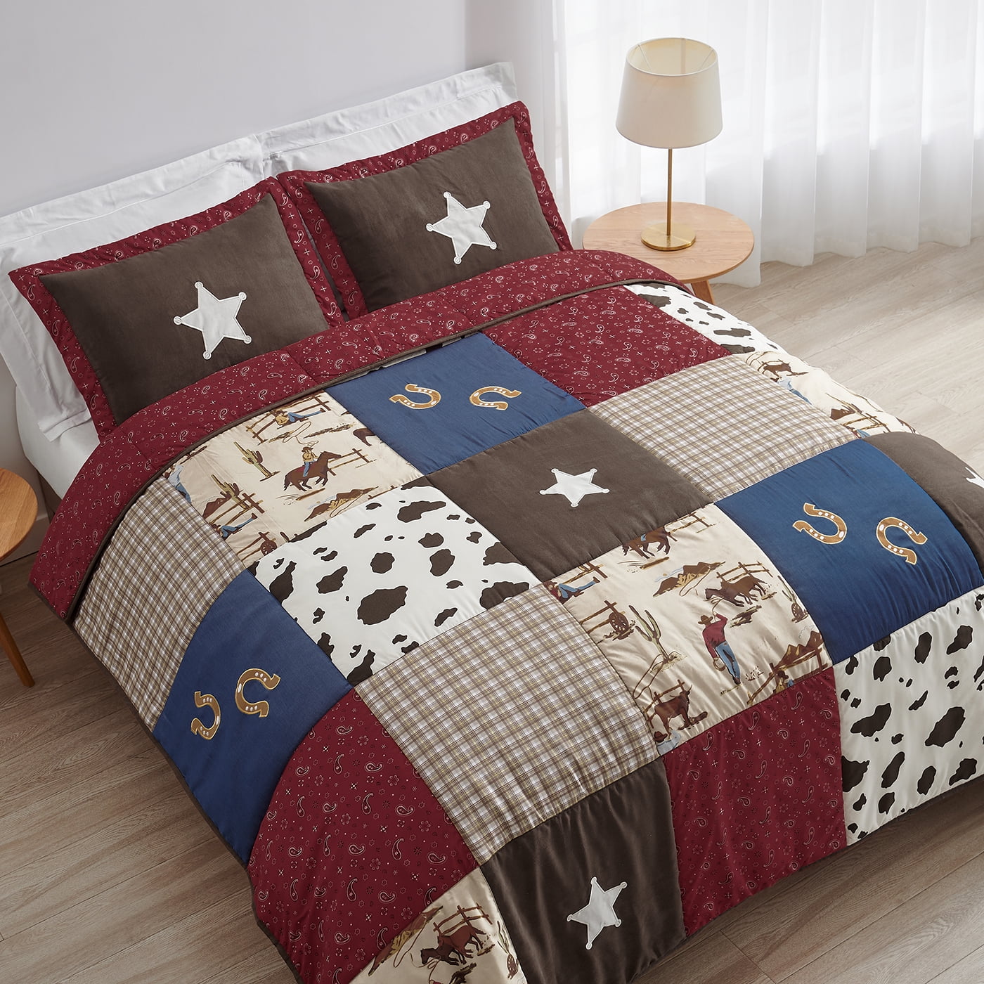 Wild West Cowboy Red Cotton Twin Bedding Set