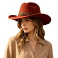 thumbnail image 1 of Western Cowboy Wide Brim Felt Hat, Unisex Vintage Star Band Fedora Hat Four Season Fashion Party Daily Outdoor Cowgirl Cowboy Hat(Orange), 1 of 4
