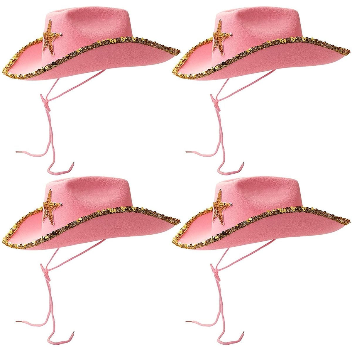 Pink Cowboy Hat with Gold Shell Accents Amazon.com: Juvolicious Hot Pink Cowgirl Hat for Women main image 3
