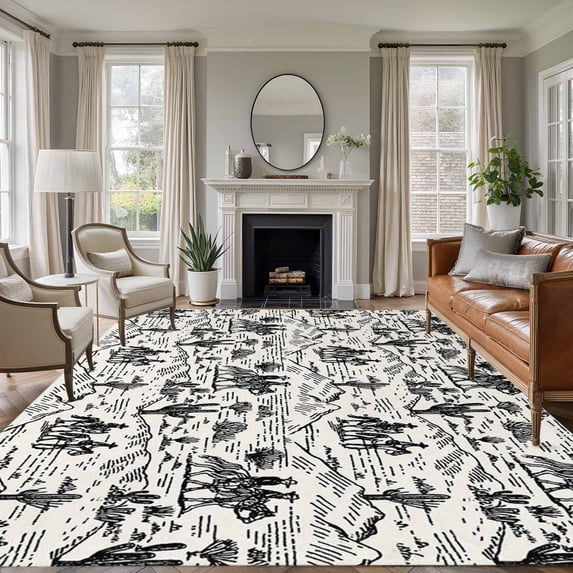 Western Cowboys Area Rug 6x9 Washable Rug Non Slip Vintage Desert Canyon Cactus Horseshoe Large Area Rug Soft Stainresistant Indoor Floor Carpet for Living Room Bedroom Home Office Dining Room