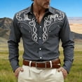 thumbnail image 1 of Western Cowboys Dress Shirts for Men Long Sleeve Button Lapel Top Casual Carnival Theme Classic Comfortable Mens Shirt Grey XXXL, 1 of 4