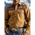thumbnail image 1 of Western Cowboys Mens Long Sleeve Button Down Shirts Casual Mens Button Up Shirts Regular Fit Tops Brown 3XL, 1 of 4