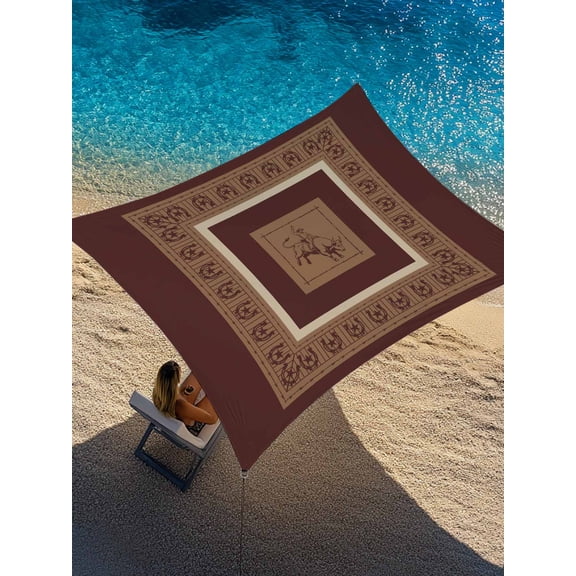 Western Cowboys Sun Shade Sail 8' x 10', Vintage Country Brown Horse Shoes Rectangle Outdoor Sunshade Canopy, Waterproof UV Block Patio Covers for Garden Yard Beach