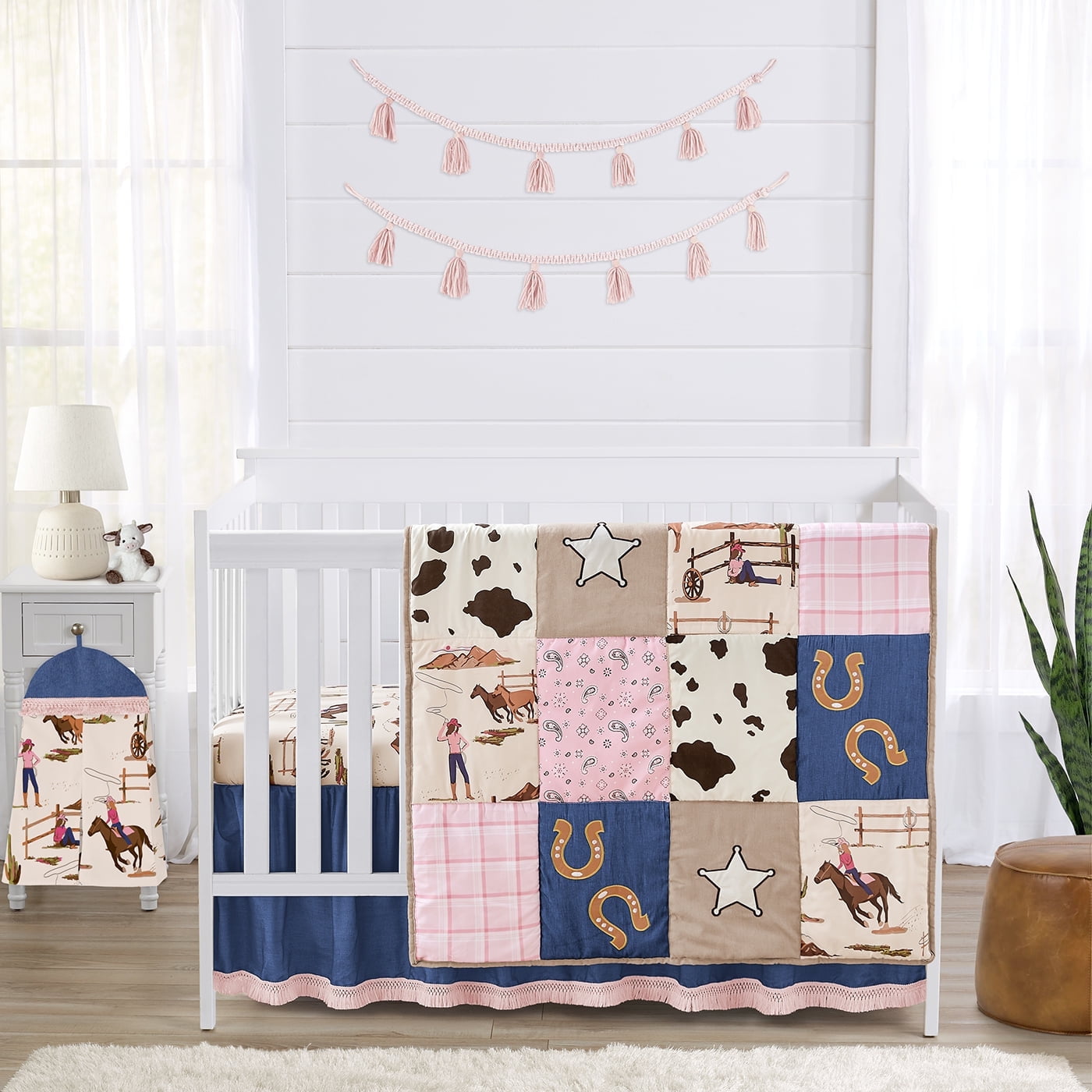 Sweet Jojo Designs Western Cowgirl Pink Brown Beige Blue 4 Piece Crib Bedding Set Walmart