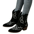thumbnail image 1 of Western Cowgirl Ankle Boot for Women Embroidered Vintage Riding Wide Calf Booties Winter Suede Business Office Work Boots, 1 of 7