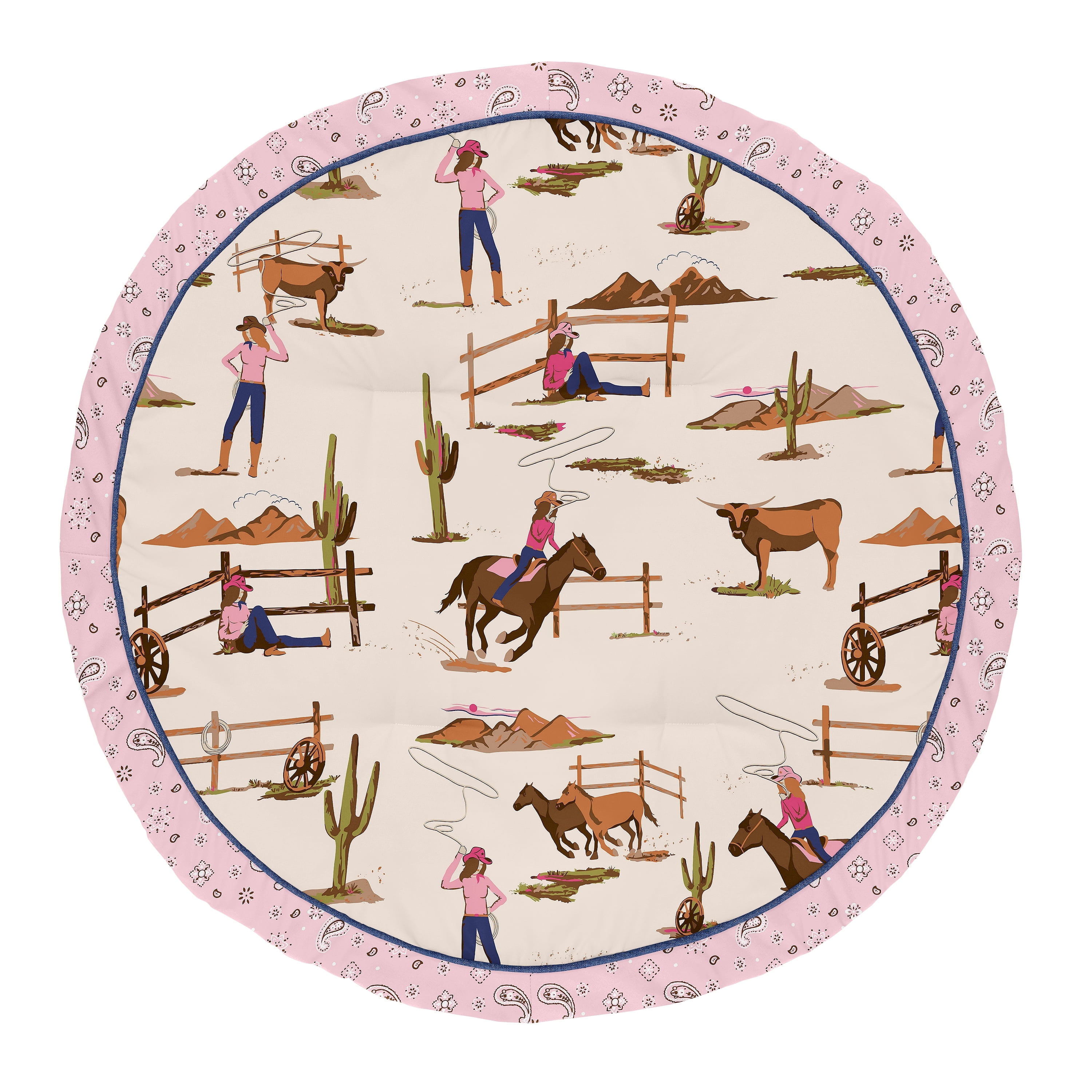 Sweet Jojo Designs Western Cowgirl Pink Brown and Beige Baby Play Mat