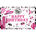 thumbnail image 1 of Western Cowgirl Banner Cowgirl Party Decoration Backdrop Pink Western Rustic Wooden House Barn Photography Background for Birthday Baby Shower Photo Booth Western Party Supplies, 1 of 9
