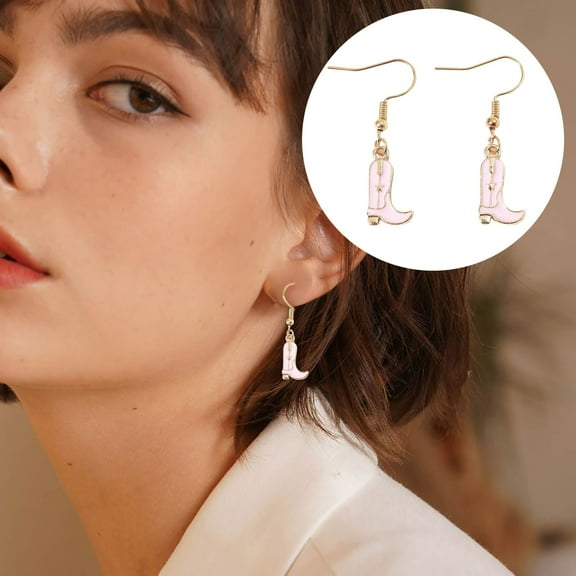 Western Cowgirl Boots Earrings Women Accessories – Enamel Dangle Drop Jewelry