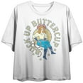 thumbnail image 1 of Western Cowgirl Buck Up Buttercup Crew Neck Short Sleeve Women's White Crop T-shirt-Medium, 1 of 3