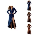 thumbnail image 1 of Western Cowgirl Dress for Women Long Sleeve Button Down Collared Ruched Waist High Low Slit Flowy Maxi Dresses, 1 of 5