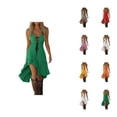 thumbnail image 1 of Western Cowgirl Dress for Women Sleeveless V Neck Lace Up Asymmetrical Hem Ruffle Flowy Midi Dress Summer Sundresses, 1 of 6