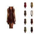 thumbnail image 1 of Western Cowgirl Dress for Women Sleeveless Zip Up Lapel Collar Slim Fit Tassel Hem Midi Dresses Country Concert Dress, 1 of 5