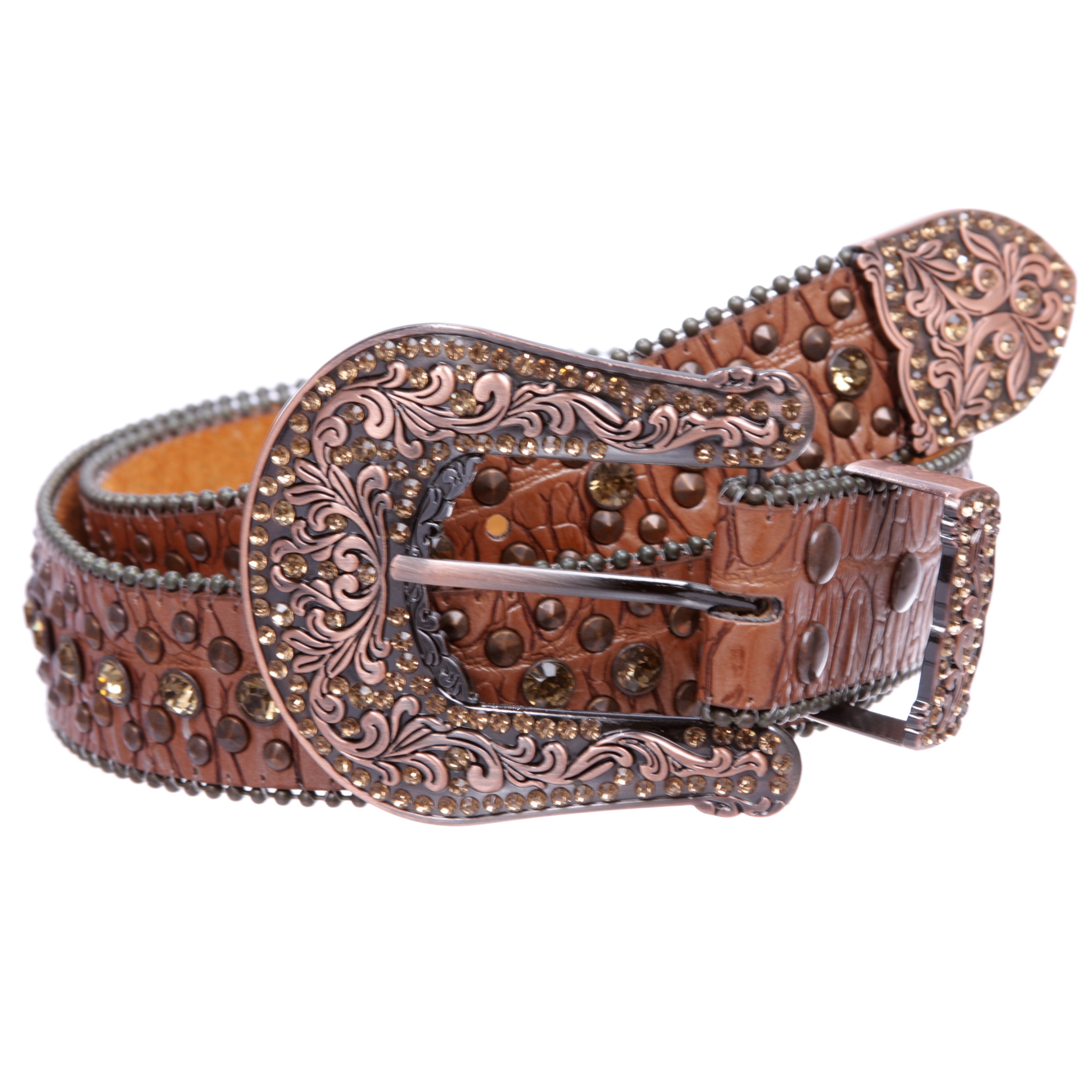 Genuine Leather Studded Belt Western Rustic FrontierCowgirl Tooled Real Leather vintage style TOOLED leather belt STUDDED brown 42 cowboy  main image 4