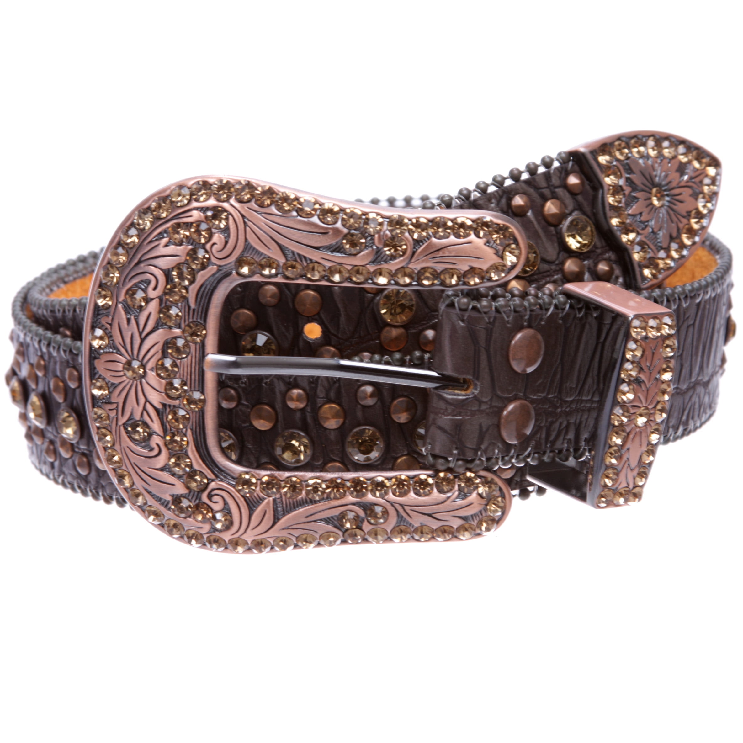 Western Cowgirl Faux Alligator Rhinestone Studded Leather 