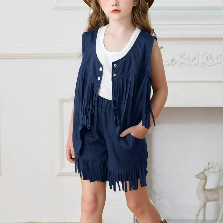 Casual Winter Western Dress For Girls Western Cowgirl Faux Suede