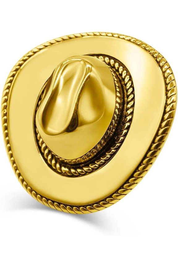 Western Cowgirl Hat Statement Open Ring for Women Cowboy Fancy Dress Costume Adjustable Expandable Finger Rings Bands Boho Rodeo Gifts
