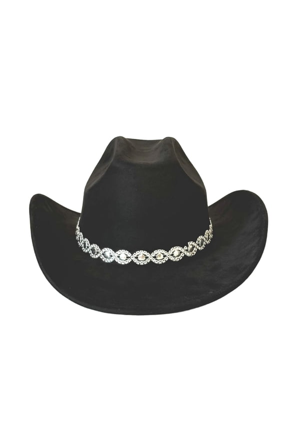 Western Cowgirl Hat for Women Fedora Wide Brim Rhinestone Cowboy Hat