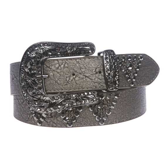 Western Cowgirl Rhinestone Studded Leather Belt