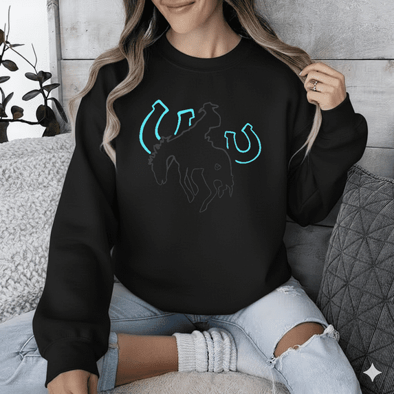 Western Cowgirl Rodeo Style Heritage Art Graphic Sweatshirt for Men & Women, up to Size 5XL