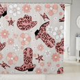 thumbnail image 1 of Western Cowgirl Shower Curtain Set,Cowgirl Boot Hat Floral Bathroom Set Home Decor,Pink Leopard Print Bathroom Curtain Country Style Flower Fabric Shower Curtain 72"Wx72"L, 1 of 6