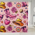 thumbnail image 1 of Western Cowgirl Shower Curtain Set,Pink Cowgirl Boots Hat Bathroom Set Home Decor,Pink Rose Romantic Flower Bathroom Curtain Rustic Country Floral Fabric Shower Curtain 72"Wx78"L, 1 of 6