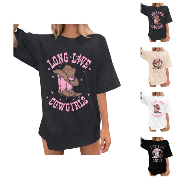 Western Cowgirl Style Graphic Tees for Women 2026 Summer Casual Short Sleeve Crewneck T Shirts Country Music Shirt