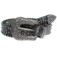 thumbnail image 1 of Western Croco Print Rhinestone & Turquoise Studded Leather Belt, 1 of 5