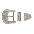 thumbnail image 1 of Western Crystal Rhinestone 3-Piece Belt Buckle Set - Fits 1 1/2" (38mm) Straps - Silver & Gold Options, 1 of 2