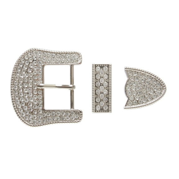 Western Crystal Rhinestone 3-Piece Belt Buckle Set - Fits 1 1/2" (38mm) Straps - Silver & Gold Options