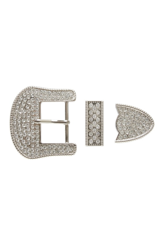 Western Crystal Rhinestone 3-Piece Belt Buckle Set - Fits 1 1/2" (38mm) Straps - Silver & Gold Options
