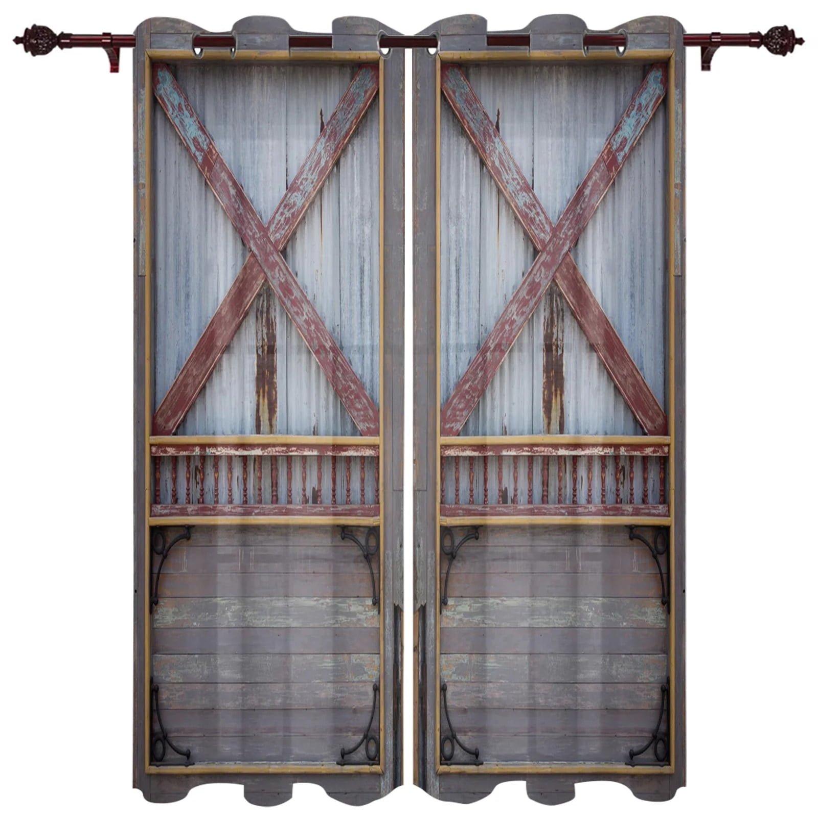 Western Curtains Traditional Rustic West Wooden Door Living Room
