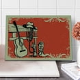 thumbnail image 1 of Western Cutting Board, Image of Wild West Elements with Country Music Guitar and Cowboy Boots Retro Art, Decorative Tempered Glass Cutting and Serving Board, Large Size, Beige Orange, by Ambesonne, 1 of 1