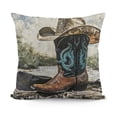 thumbnail image 1 of Western Decorative Throw Pillow Case, Rodeo Cowboy Hat and Cowgirl Boots Background Art Photo, Couch Bedroom Living Room Cushion Cover,Brown Black, 1 of 5