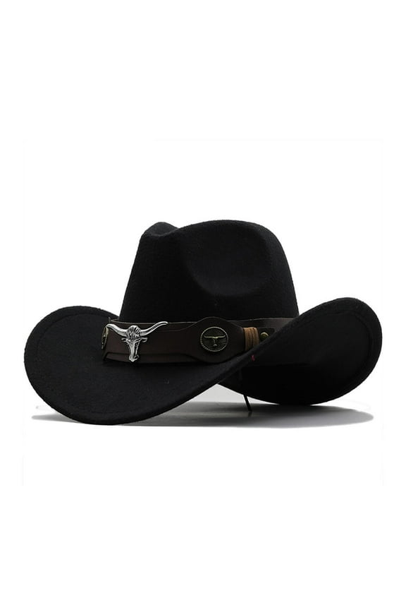 Western Denim Curved Top Hat Woolen Big Brimmed Hat Style British Jazz Hat Cowboy Hat Plain Guy Mens Hat Leather Cowboy Western Hats for Men Hot Cowboy Hat Boy Hat Cute Western Hats for Women