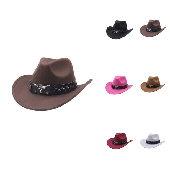 Western Denim Curved Top Hat | Woolen Big Brimmed Jazz Hat for Autumn & Winter | British Style Bump Felt Hat