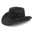 thumbnail image 1 of Western Denim Curved Top Hat for Everyday Casual Wear Cowboy Hat Style with Classic Brim and Jazz, Black, 1 of 2