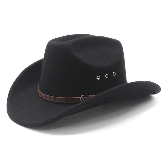 Western Denim Curved Top Hat for Everyday Casual Wear Cowboy Hat Style with Classic Brim and Jazz, Black