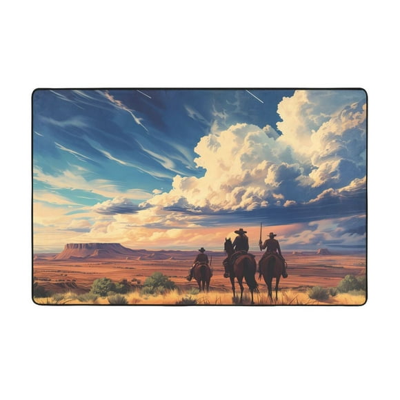 Western Desert Cloud Cowboy Shaggy Area Rug, Rugs for Living Room Bedroom Non Slip Door Mat Indoor Carpet Machine Washable Nursery Home Decor Floor Mats for Entryway 60x39in-#