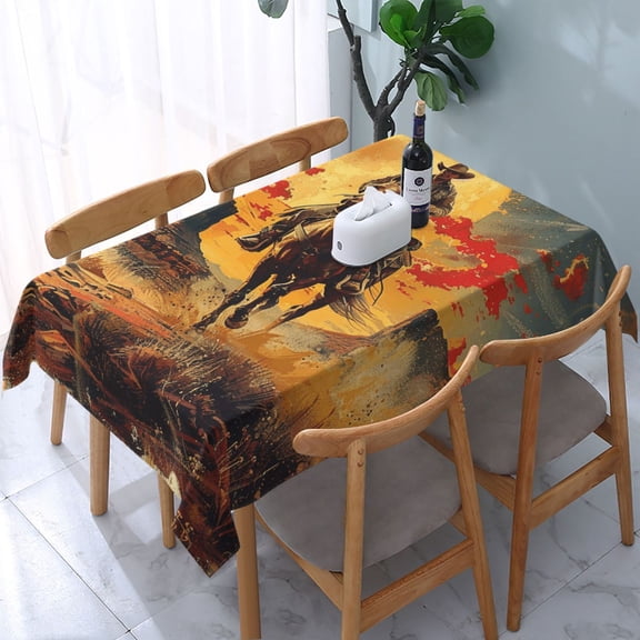 Western Desert Cowboys Vintage Art Rectangular Tablecloth 54"x 72" Waterproof Rectangle Table Cover Cloth for Kitchen Dining Room Picnic Home Party