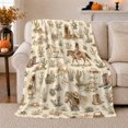 thumbnail image 1 of Western Desert Horseback Riding decorative motif Print, Rustic Farmhouse Horse Scene, Warm Flannel Blanket for Ranch House and Living Room, Horse Lovers Thanksgiving Gift, Rustic Home Decor, 1 of 9